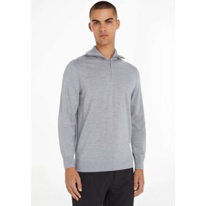 Tommy Hilfiger TAILORED Strickpullover »FINE GAUGE MERINO ZIP MOCK« Light Grey Heather Größe L