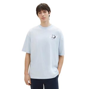 TOM TAILOR Denim Print-Shirt, Oversize und mit Print vorne und Rückenprint middle sky blue Größe XL