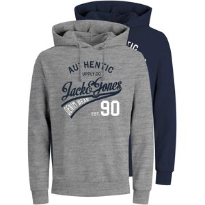 Jack & Jones Kapuzensweatshirt »ETHAN SWEAT HOOD 2PK«, (Packung, 2 tlg.,... grau, navy Größe S (46)