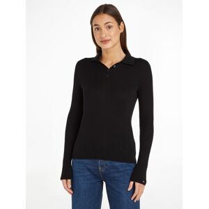 Tommy Hilfiger Polokragenpullover »FINE RIBS POLO SWEATER« Black Größe L (40)