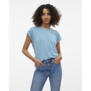 Vero Moda Rundhalsshirt »VMAVA PLAIN SS TOP STRIPE GA JRS NOOS« Ibiza Blue Stripes:PRISTINE Größe L (40)