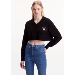 Calvin Klein Jeans Strickpullover »CROPPED V-NECK SWEATER«, mit V-Ausschnitt Ck Black Größe M (38)