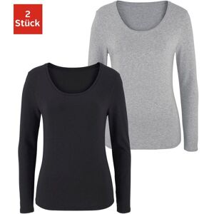 Vivance Langarmshirt, (2er-Pack) grau-meliert, schwarz Größe 44/46