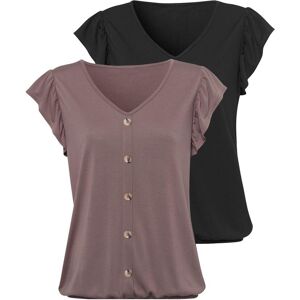 LASCANA T-Shirt, (2er-Pack) taupe, schwarz Größe 44/46