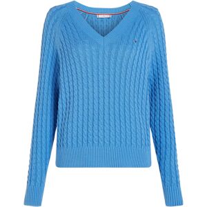 Tommy Hilfiger Curve V-Ausschnitt-Pullover »CRV CO CABLE V-NK SWEATER« hellblau Größe 52