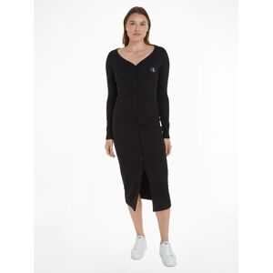 Calvin Klein Jeans Jerseykleid »LABEL LONG SLEEVE RIB DRESS« Ck Black Größe XS (34)