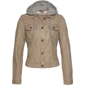 Freaky Nation Lederjacke »Exited-FN«, mit Kapuze, mit abnehmbarem... stone (beige) Größe S (36)