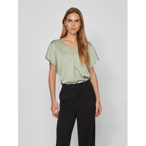 Vila V-Shirt »VIELLETTE V-NECK S/S SATIN TOP - NOOS« Swamp Größe 34 (XS)