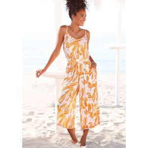 s.Oliver Culotte-Overall, mit Alloverdruck, sommerlicher Jumpsuit mit... orange-creme-bedruckt Größe 36