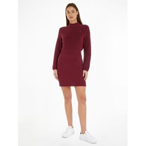 Tommy Hilfiger Strickkleid »CO CARDI STITCH SWT DRESS«, mit Logostickerei dunkelrot Größe XS (34)