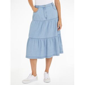 Tommy Jeans Jeansrock »TJW CHAMBRAY TIERED MIDI SKIRT«, Webrock mit Tommy... Denim Medium Größe XS (34)