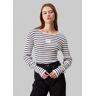 Calvin Klein Jeans Rundhalspullover »WOVEN LABEL TIGHT SWEATER«, mit Logopatch Ck Black / Bright White Striped Größe XXXL (46)