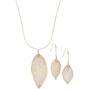 LASCANA Schmuckset, (3 tlg.), mit echten Blättern, Schmuck-Set Halskette und... goldfarben Größe