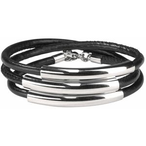 Firetti Wickelarmband »schwarzes Armband zum Wickeln mit Naht und 3... schwarz-silberfarben Größe