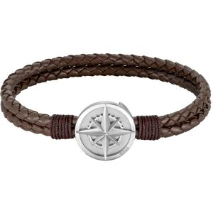 Boss Armband »Schmuck Edelstahl Armschmuck Lederarmband NORTH« braun-edelstahlfarben Größe M