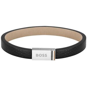 Boss Armband »Schmuck Edelstahl Armschmuck Lederarmband JACE« edelstahlfarben-schwarz Größe