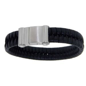 Firetti Armband »Schmuck Geschenk, Lederarmband, Verschluss gravierbar« edelstahlfarben-schwarz Größe