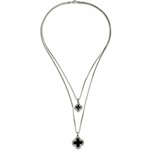 Firetti Kette mit Anhänger »Kreuz, zweireihig« metallfarben-schwarz-kristallweiss Größe