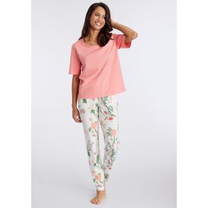 LASCANA Pyjama, (2 tlg.) peach, ecru gemustert Größe 44/46