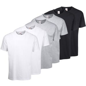 Fruit of the Loom T-Shirt, (Packung, 6 tlg., 6er-Pack) weiss-schwarz-grau Größe S (44/46)