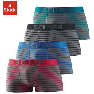 s.Oliver Boxershorts, (Packung, 4 St.) grau-schwarz-gestreift / grün-grau-gestreift / blau-grau-gestreift / rot-grau-gestreift Größe S