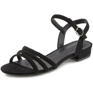 LASCANA Sandale, Sandalette, Sommerschuh mit geflochtenen Riemchen VEGAN schwarz Größe 37