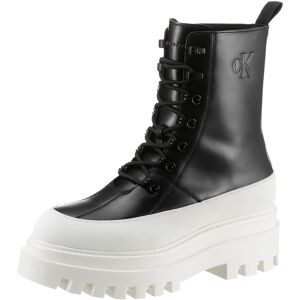 Calvin Klein Jeans Schnürstiefelette »FLATFORM LACE UP BOOT LTH« schwarz-weiss Größe 38