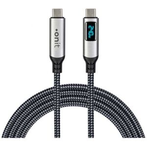 onit USB-Kabel »Premium LED USB C - USB C 1 m, Grau/Schwarz« Grau, Schwarz Größe