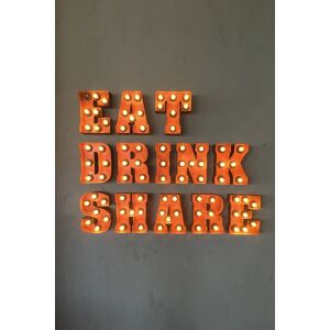 queence Metallbild »EAT DRINK SHARE«, Buchstaben grau-orange Größe