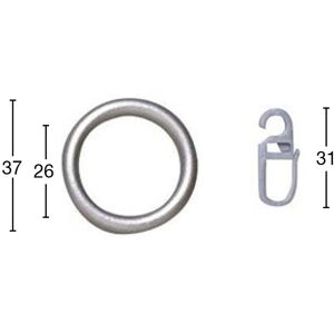 GARESA Gardinenring »Ring mit Haken«, (Set, 20 St., mit Faltenlegehaken) chromfarben Größe Ø 2,6 cm