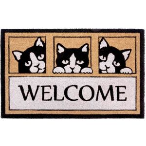 HANSE Home Fussmatte »Kokos Welcome Three Cats«, rechteckig, Kokos,... natur Größe B/L: 45 cm x 70 cm