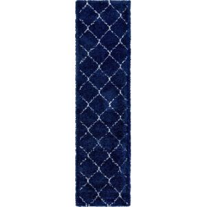 Myflair Möbel & Accessoires Hochflor-Läufer »Temara Shag«, rechteckig,... marineblau/elfenbeinfarben Größe B/L: 79 cm x 305 cm