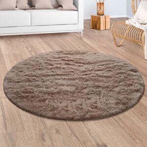 Paco Home Hochflor-Teppich »Silky 591«, rund, Uni Farben, besonders weich und... taupe Größe Ø 80 cm