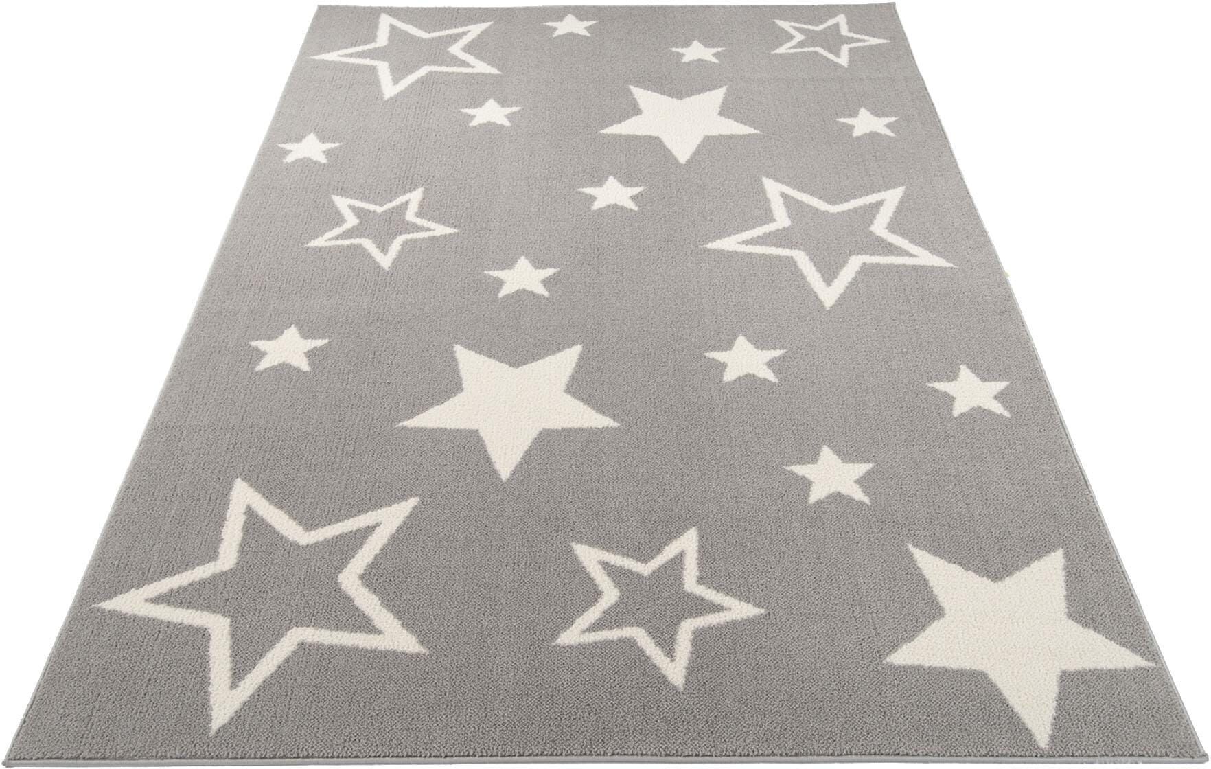 OCI DIE TEPPICHMARKE Teppich »Kiddy Star«, rechteckig, 11 mm Höhe, Sterne,... grau Größe 120x170 cm 160x230 cm 80x150 cm