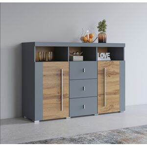 Helvetia Sideboard »Roger«, Breite 132 cm grau matt/eichefarben votan Größe