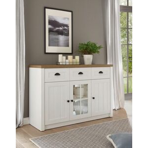 Home affaire Sideboard »Beauvais« weiss Pinie/Applikation eichefarben Dekor Größe