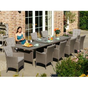 KONIFERA Garten-Essgruppe »Mailand«, (Set, 31 tlg., 10x Sessel, 1x AZ-Tisch... braun/grau Größe