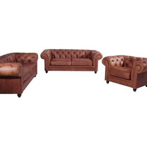 Max Winzer® Polstergarnitur »Old England«, (Spar-Set, 3 tlg.), Chesterfield... cognac Größe