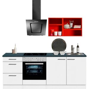 OPTIFIT Küchenzeile »Mini« Küche: weiss/rot/anthrazit + Korpus: weiss + Arbeitsplatte: anthrazit Größe