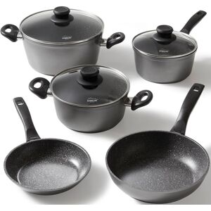 STONELINE Topf-Set, Aluminium, (Set, 5 tlg., Bratentopf 20 cm, Kochtopf 20... schwarz Größe