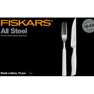 Fiskars Steakbesteck »All Steel Steak Besteck-Set, 12-teilig«, (Set, 6 tlg.) silberfarben Größe