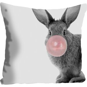 queence Dekokissen »Bunny Gum« babyrosa/grau + bedruckt Größe B/L: 40 cm x 40 cm