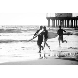 queence Acrylglasbild »Surfer am Strand« schwarz Größe