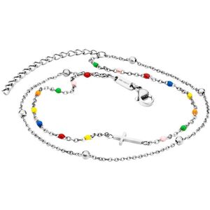 Julie Julsen Fusskette »ANKLET, CROSS, JJAC29220G, JJAC29220S« edelstahlfarben-gelb-rot-blau-orange-grün-rosa Größe