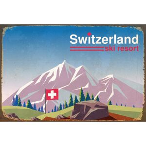 queence Metallbild »Switzerland ski resort«, Schweiz, Ski, Schweiz,... bunt Größe