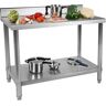 Royal Catering Edelstahl-Arbeitstisch - Aufkantung - 100 x 70 cm - 120 kg Tragkraft