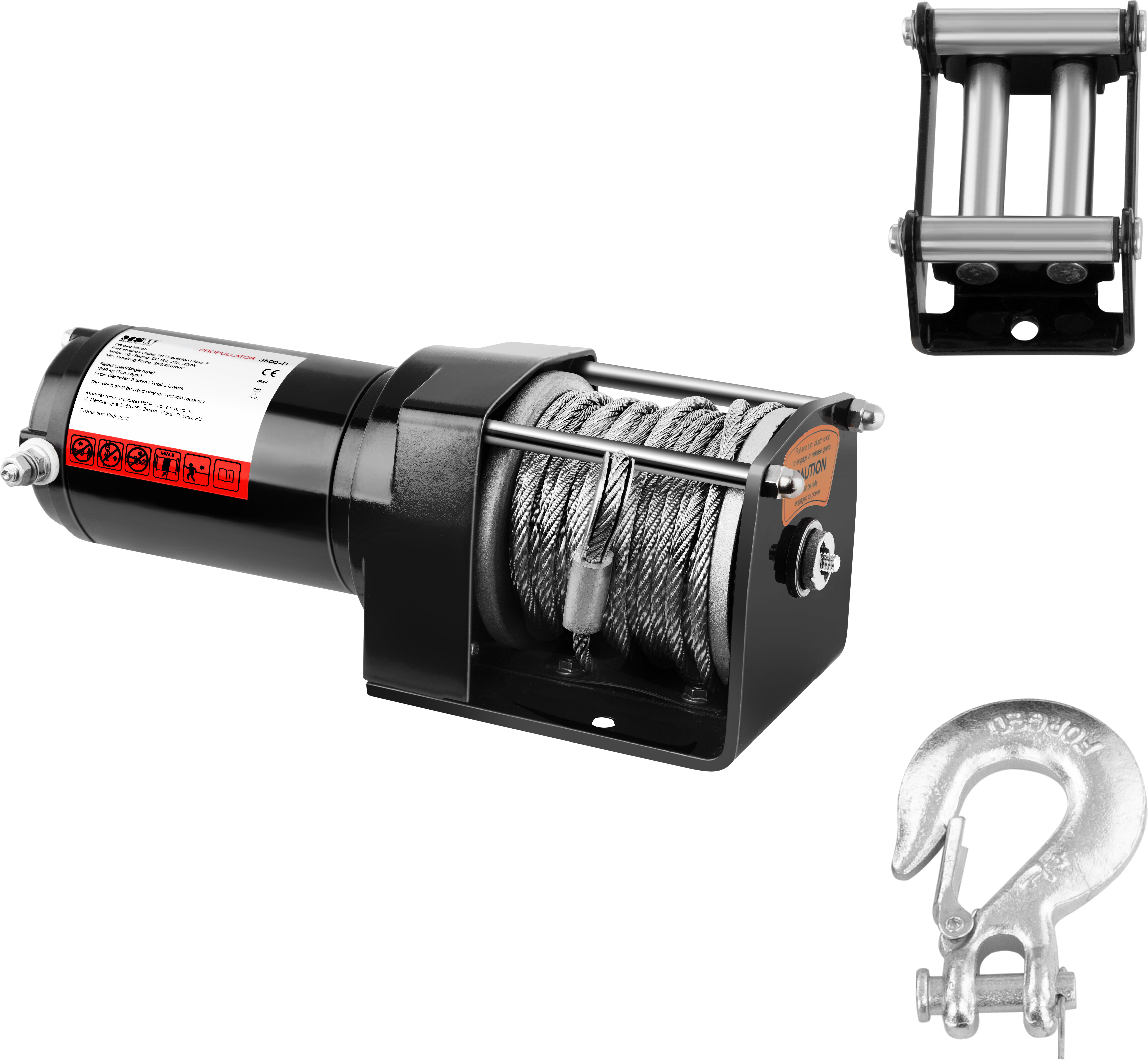 MSW Offroad-Seilwinde - 1.590 kg - 3.500 lbs
