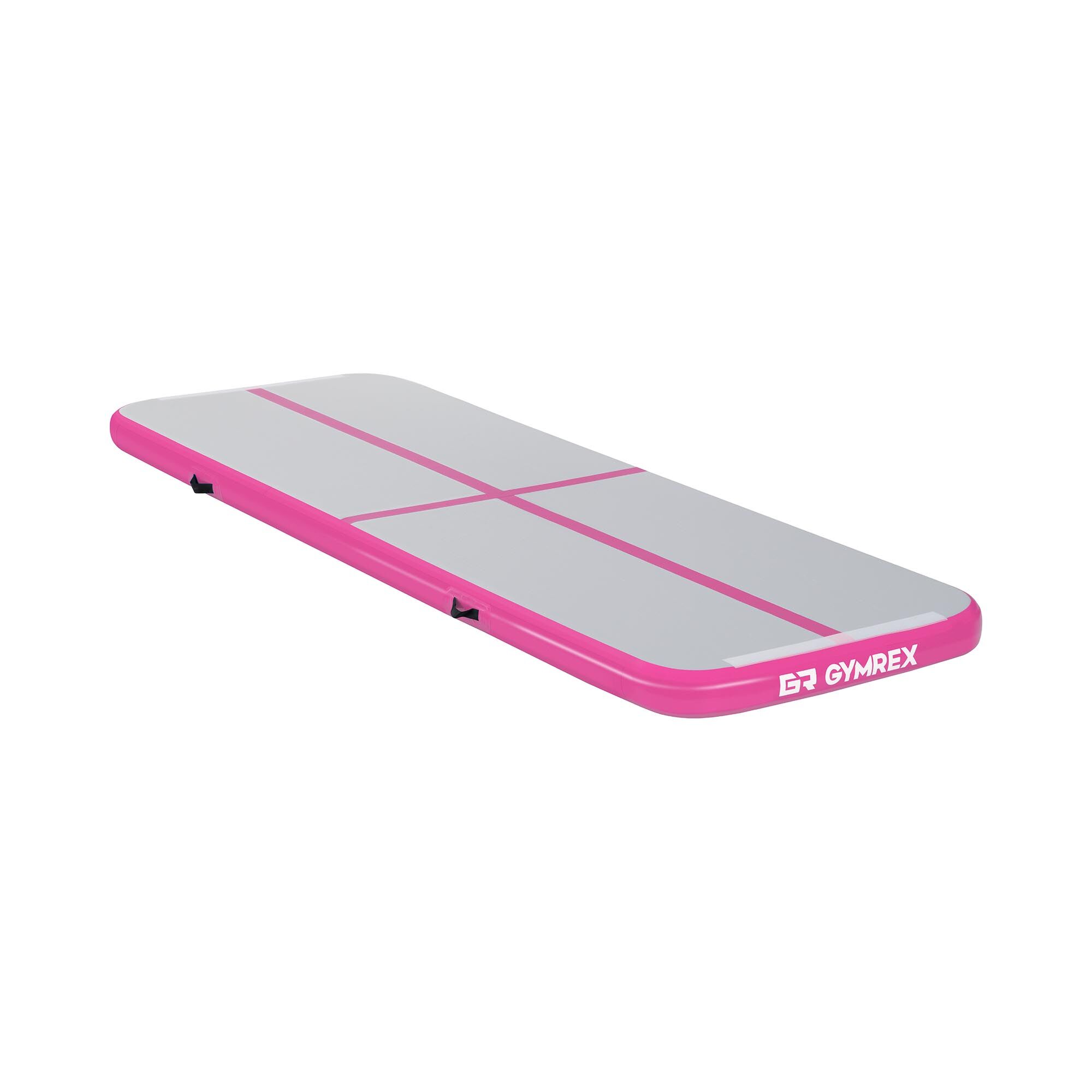 Gymrex Aufblasbare Turnmatte - Airtrack - 300 x 100 x 10 cm - 150 kg - pink/grau