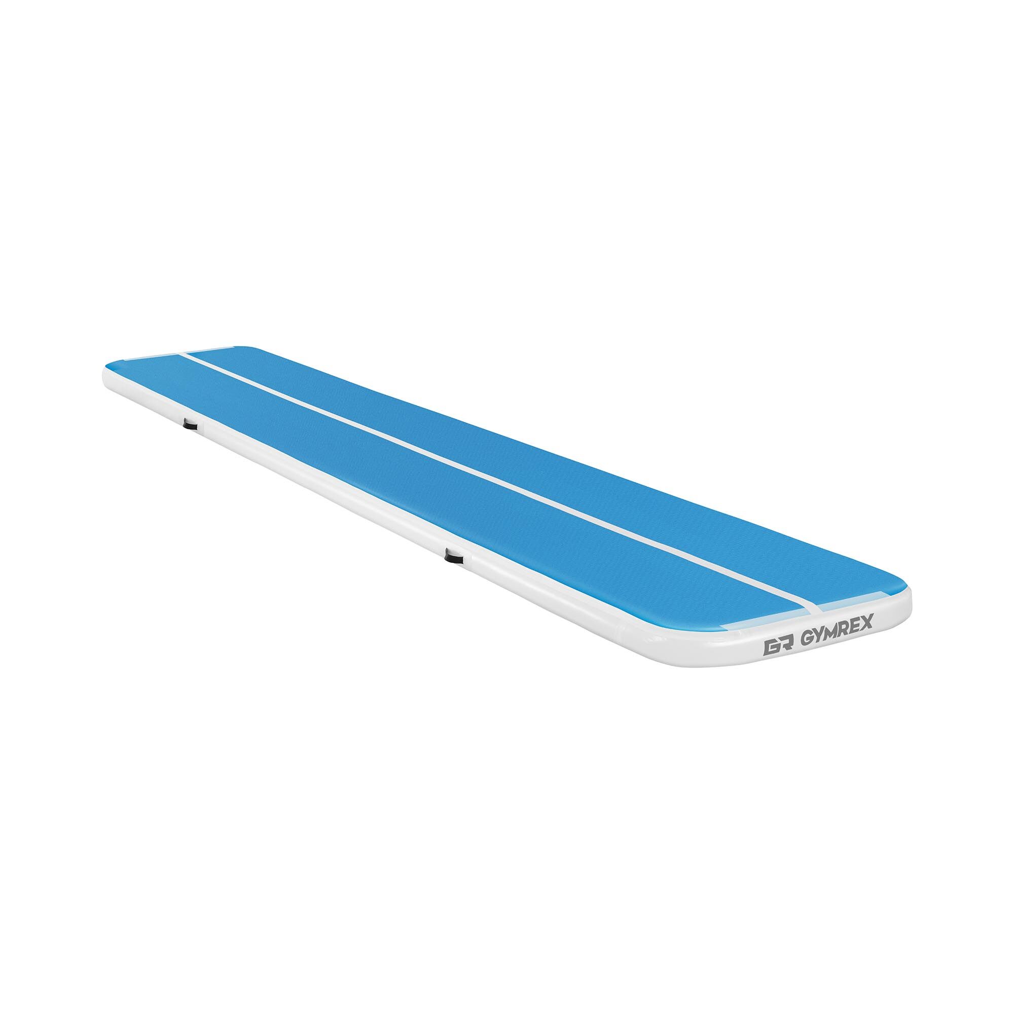 Gymrex Aufblasbare Turnmatte - Airtrack - 600 x 100 x 10 cm - 210 kg - blau/weiß