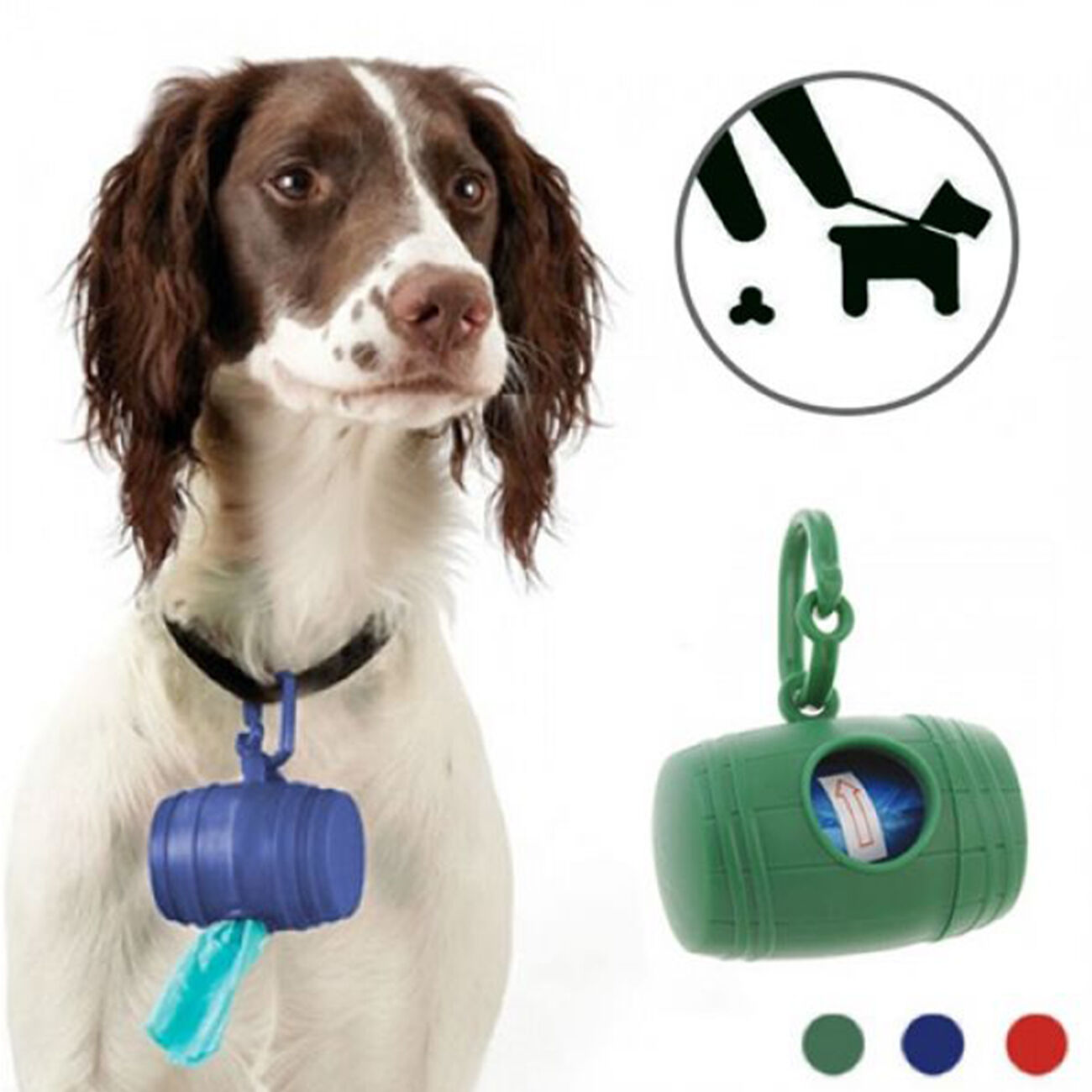 Casativo Hunde-Hygienebeutel-Behälter, mit 15 Beuteln, zum Befestigen am Halsband, 5 x 7 x 5cm